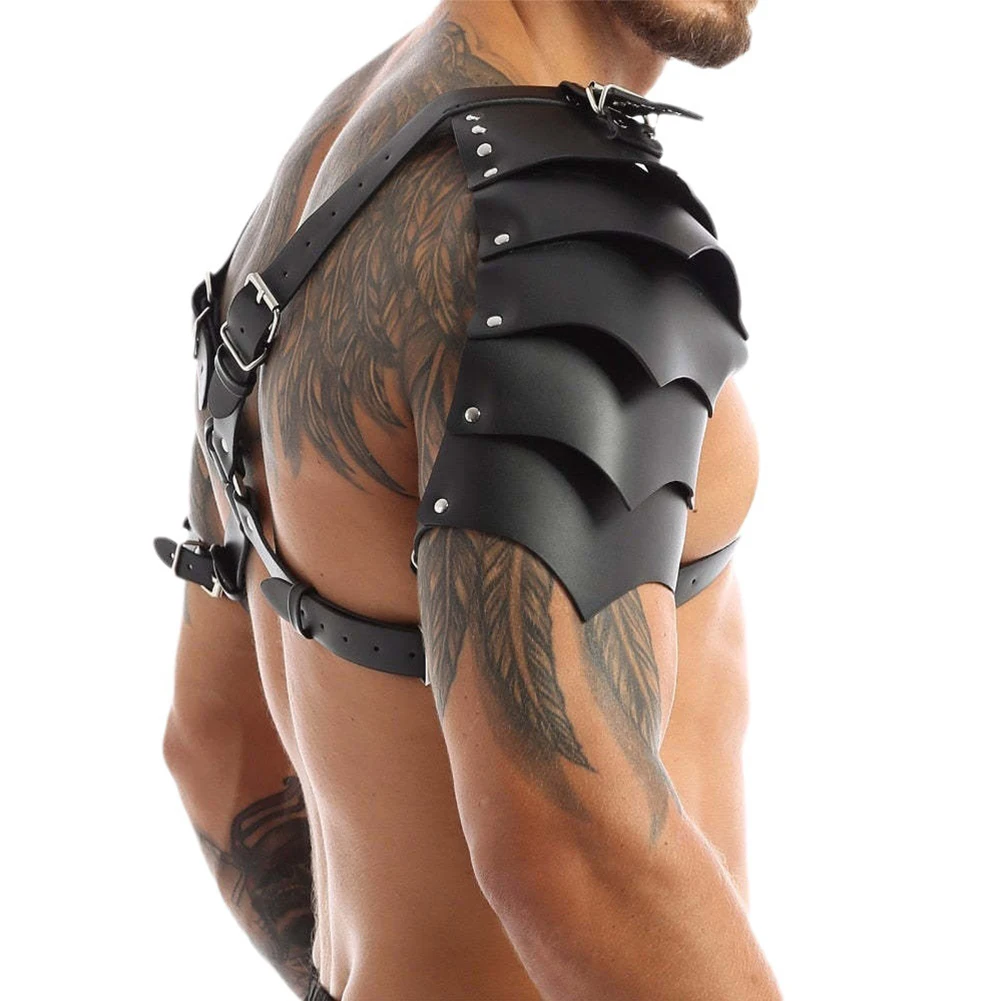 Men\\\'s Strappy Body Harness  Gothic Chest Harness  PU Leather Lingerie  Interest Buckles Strappy Clubwear Costume