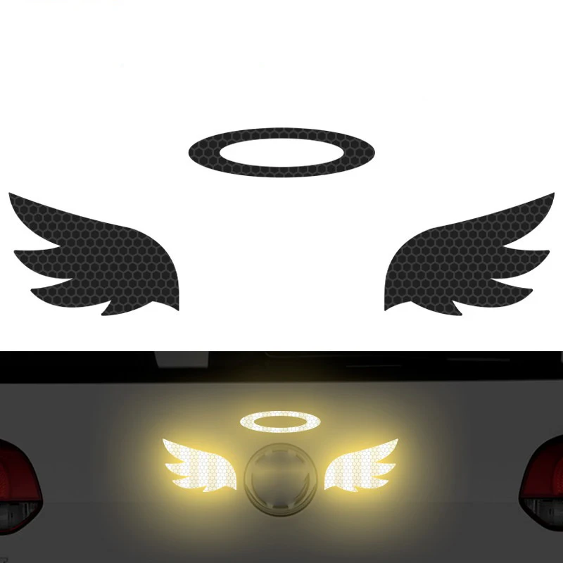 

Reflective Angel Devil Black Car Stickers Personalized Auto Emblem Decals Night Safety Warning Sticker for Car Body Decoration