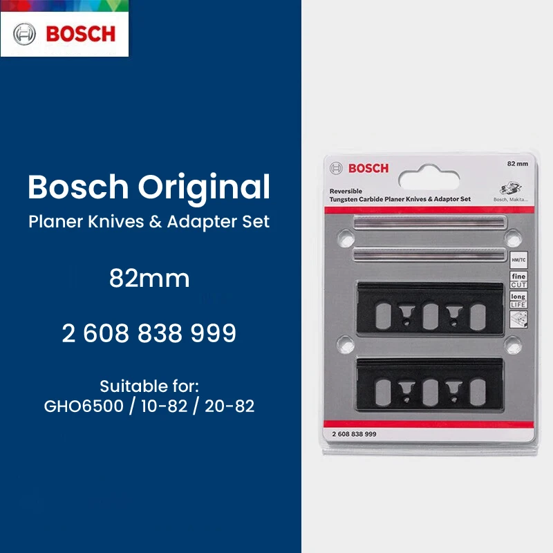 Bosch 82mm Reversible Tungsten Carbide Blade Knives and Adapter Set Hard Alloy Suitable for GHO6500/10-82/20-82 Electric Planer