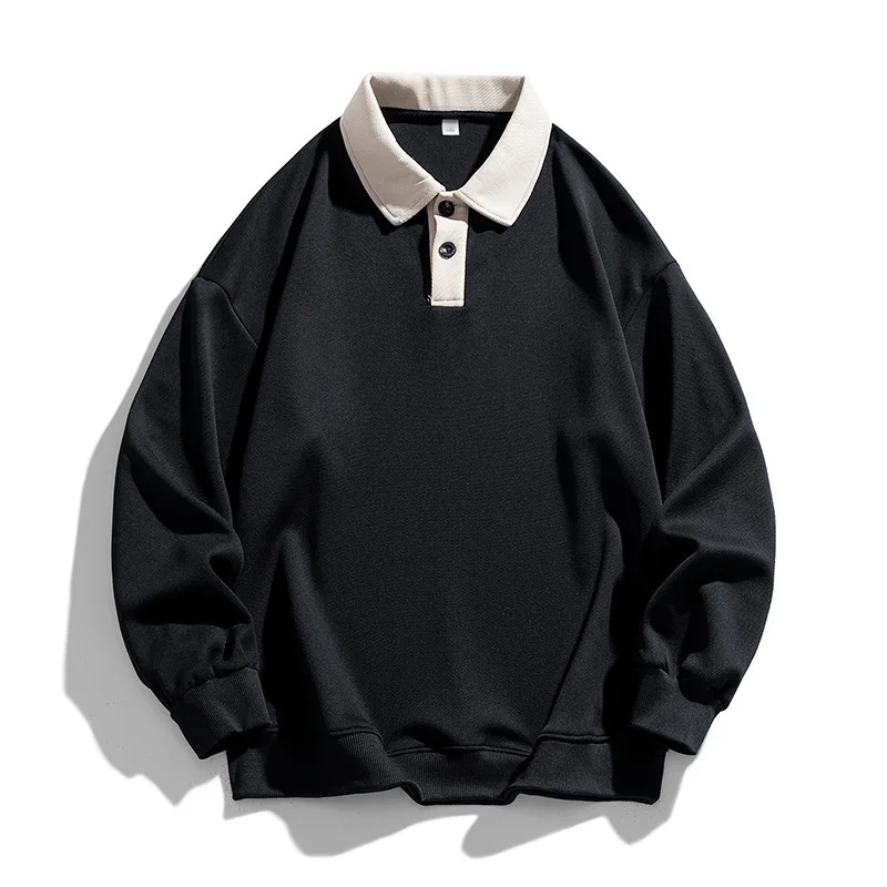

Men Loose Fit Long Sleeve Hooded Sweatshirt Vintage Streetwear Hong Kong Style Pullover Top For Casual Spring Autumn Outfits