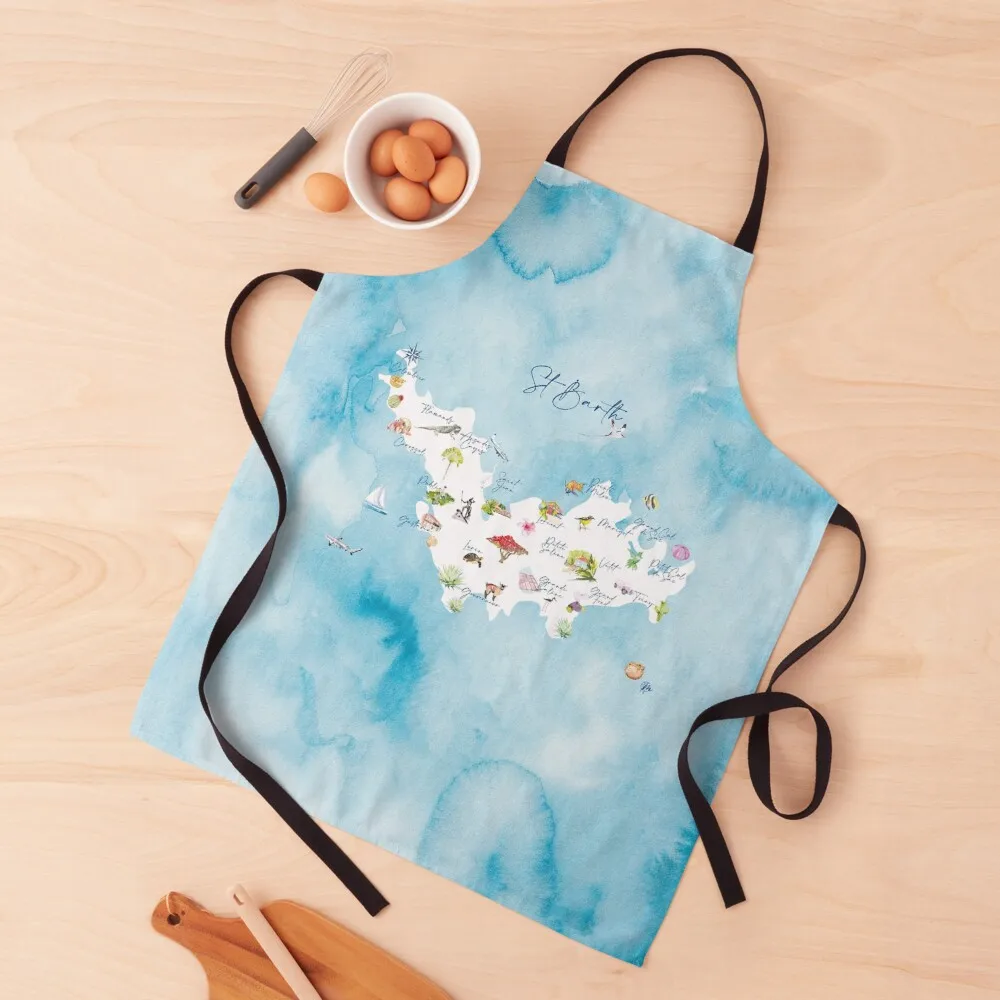 

Map of Saint-Barthélemy's districts - 2022 Edition Apron waiter Kitchen Kawaii Accessories Apron