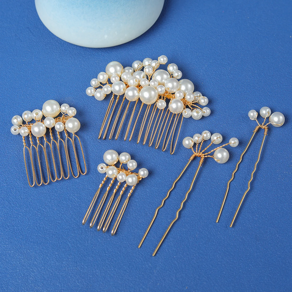5PCS Simulated Pearls Hair Combs For Women Bride Hairpin Clips Wedding Hair Accessories Handmade Hairbands