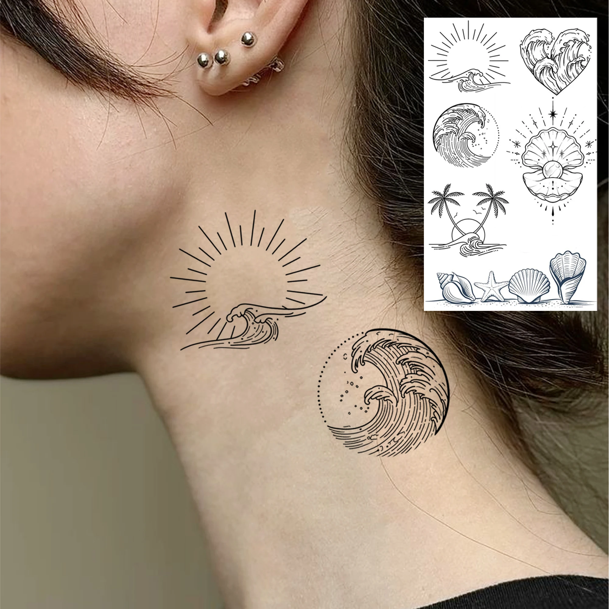 1 Sheet Halloween Skull Sword Rose Tiger Temporary Tattoo For Adult Hand Neck, Fake Tattoo Sticker Realistic Leopard Bird Tatoos - view 6