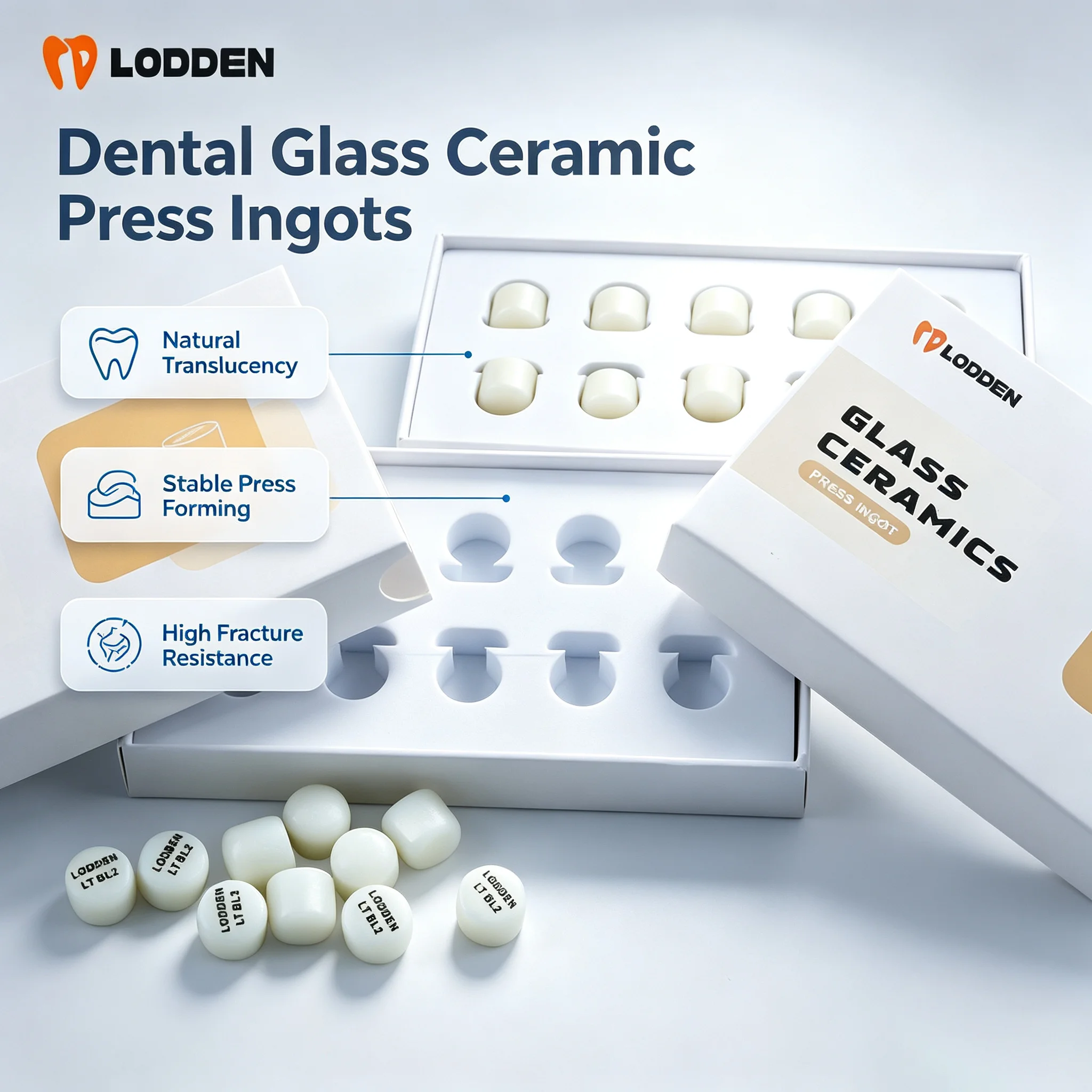 10Pcs Dental Press Lithium Disilicate Glass Ceramic Block Ingots High-Quality HT/LT/MT for Ultra-thin Veneer Dentist Materials