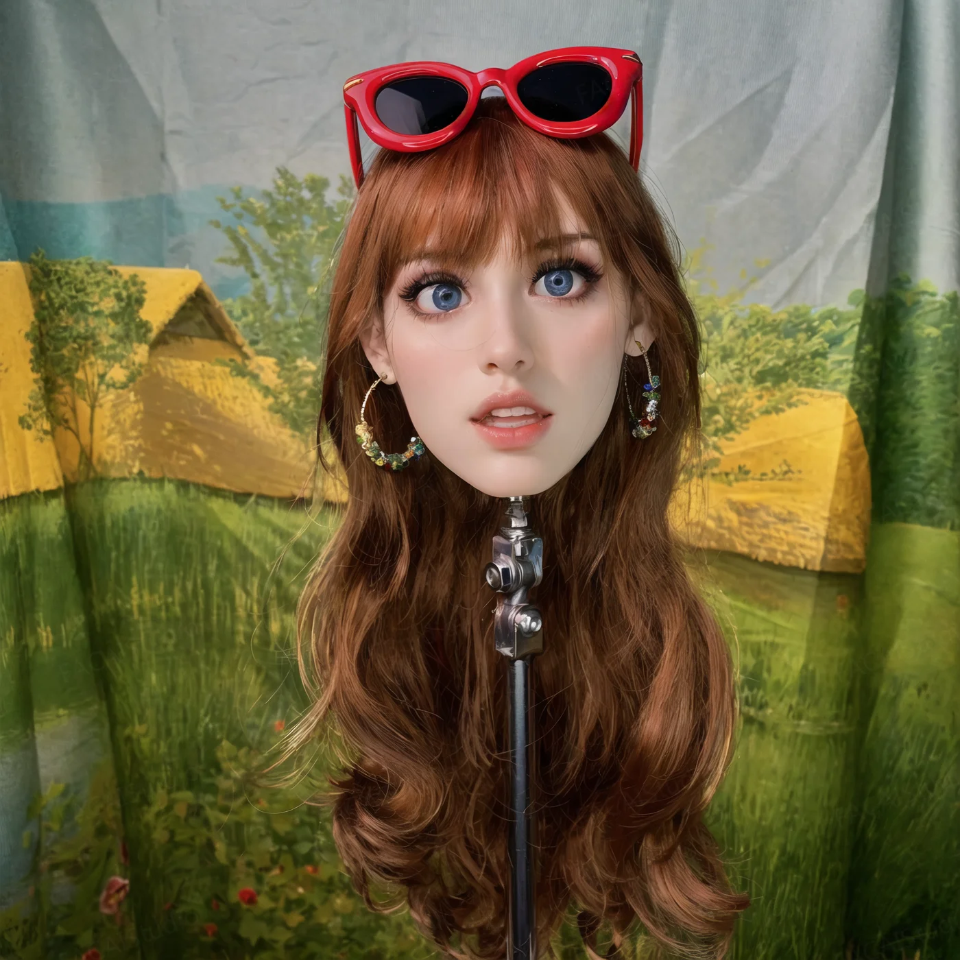 نموذج عنقودية من الحرير لشخصية الرسوم المتحركة على شكل حيوان كرتوني، لون شعر عشوائي