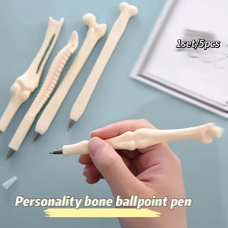 

5Pcs/Pack Creative Bone Ballpoint Pens Hilarious Fun Office Stationery Supplies Nurses Doctors Office Use Writing Ink Press Pen