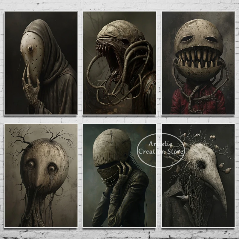 Twisted Nightmare Scene Art Print Morbid Fantasy Wall Art Canvas Painting Wall Picture Abstract Horror Aesthetic Room Decoration
