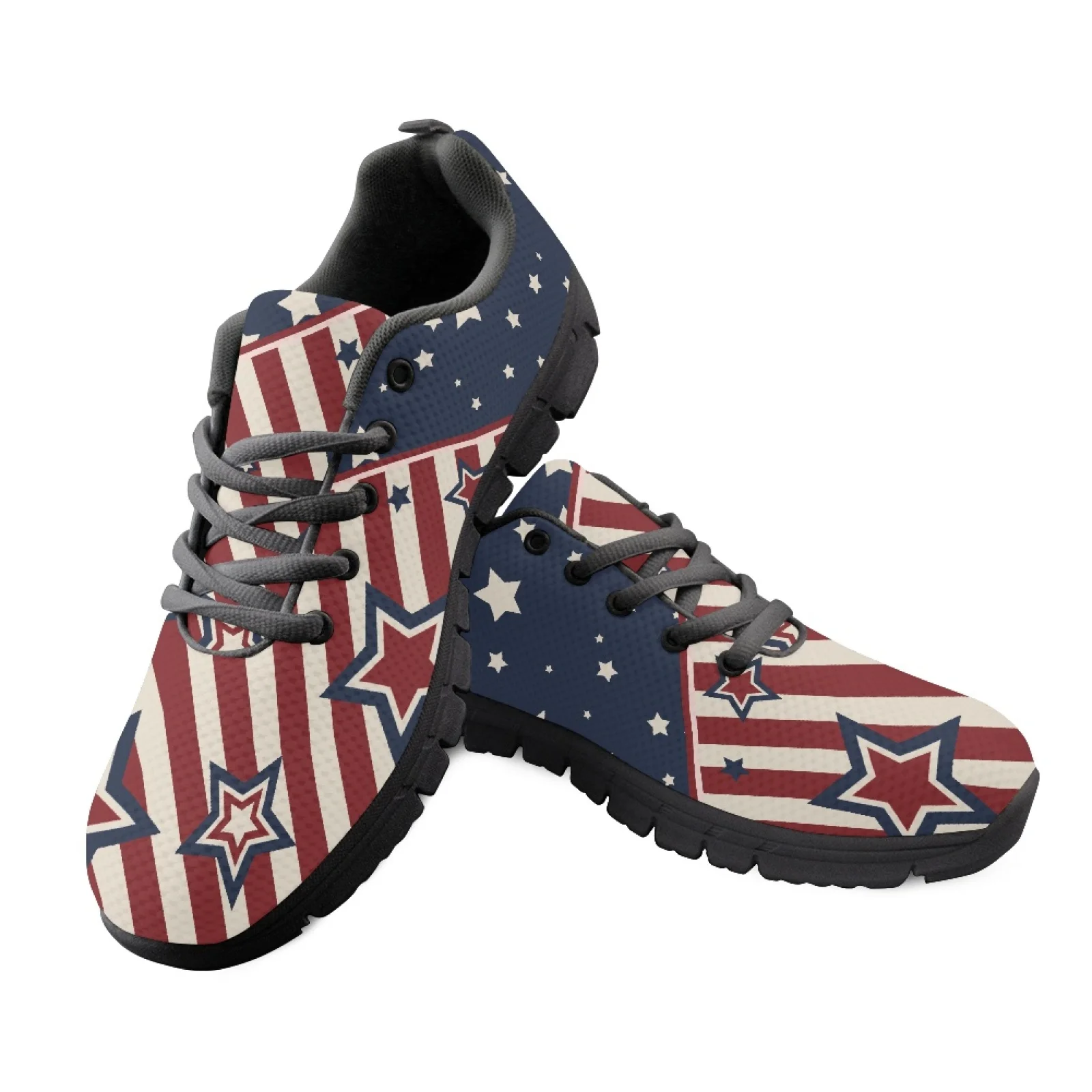 Coloranimal Star Stripe Men Lightweight Breathable Work Shoes for Nurses Standing All Day All-Match Hiking Shoes for Travel