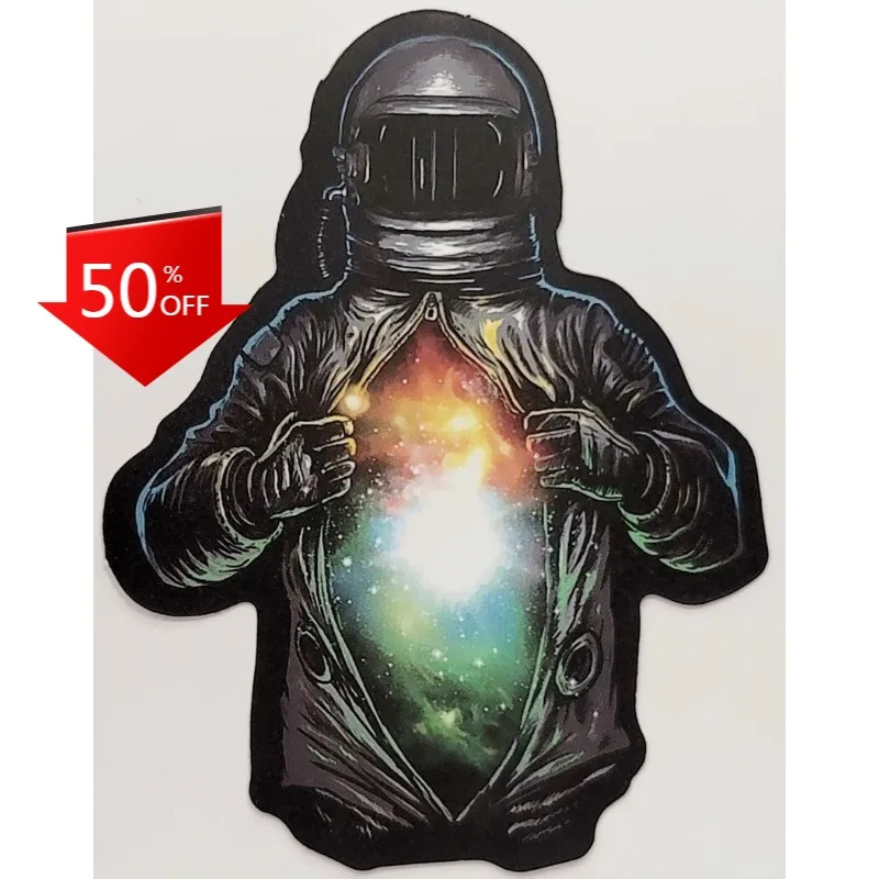 

Astronaut Opening Shirt With Space Galaxy Colored Image Sticker Decal Laptop Adventure Motorcycle Stickers Custom Auto