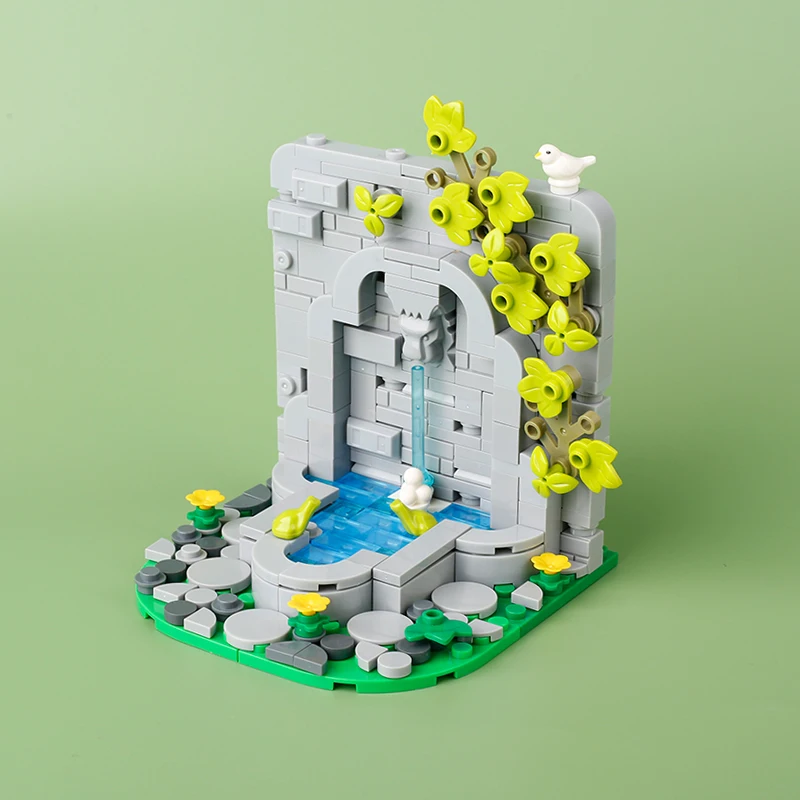 MOC Medieval City Building Blocks Medieval Accessories Bricks Medieval Town Street View Bee Farm Fountain Assembly Bricks Toys