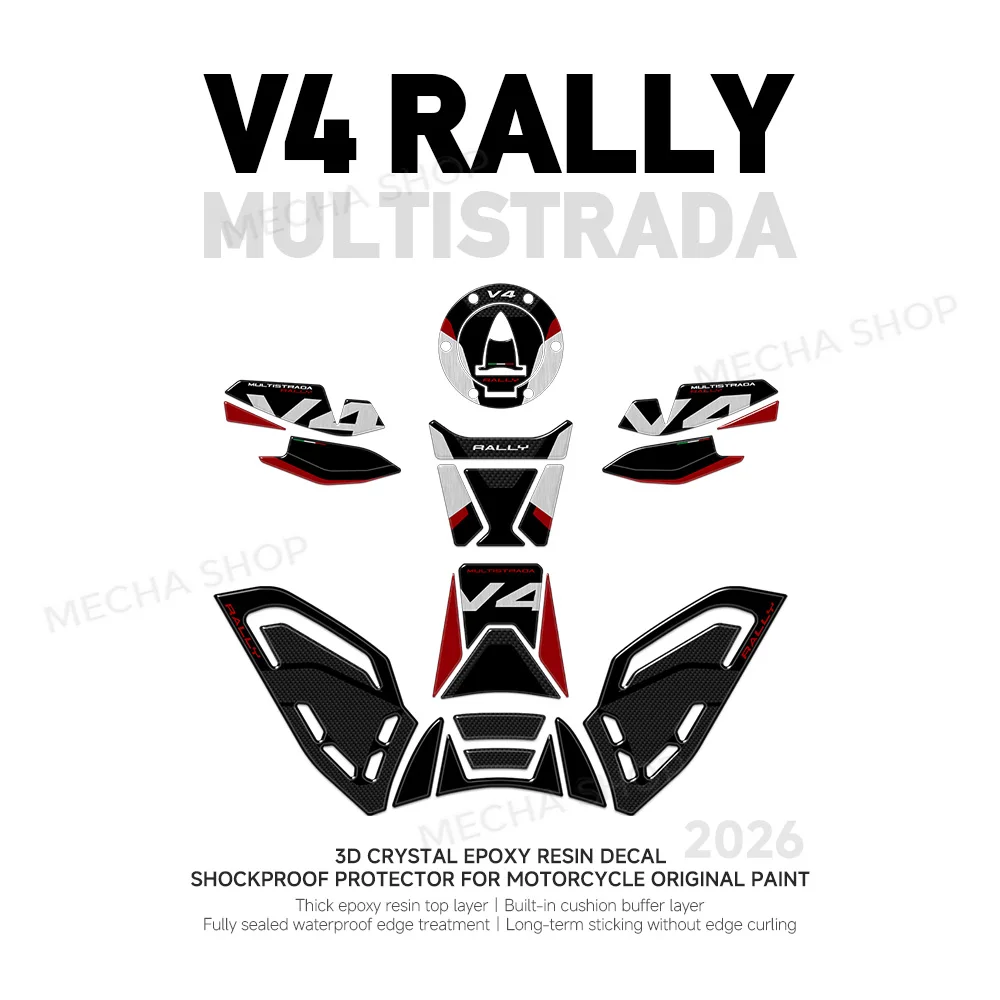 For Multistrada V4 Rally 2026 Handguard Stickers 3D Resin Decal Kit Motorcycle Accessories