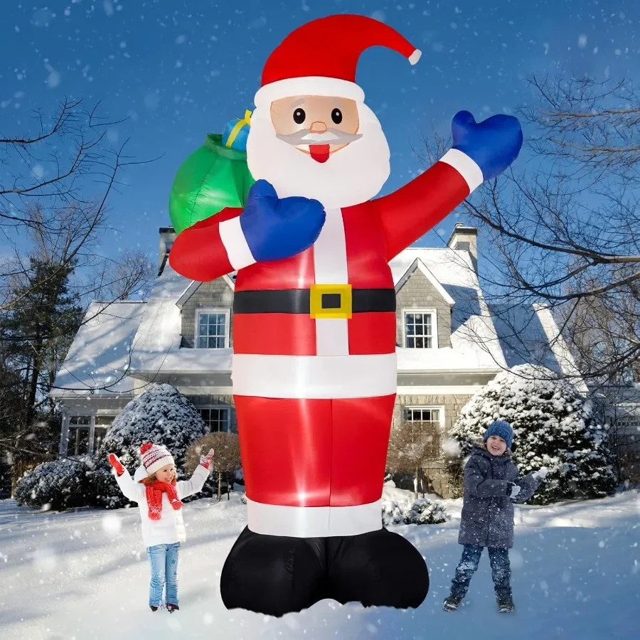 

12FT Giant Christmas Inflatables Santa Claus Outdoor Decorations Built-in LED Lights Christmas Blow Up Santa Yard Decorations w