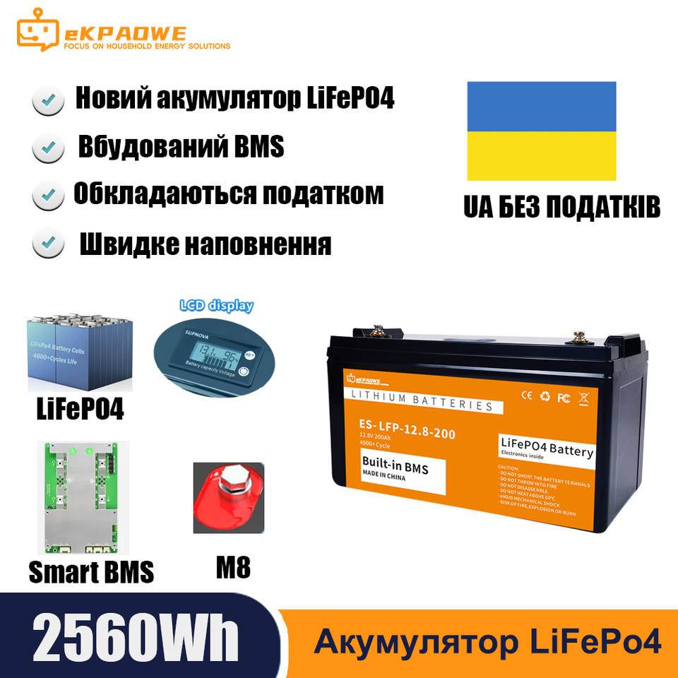 LiFePO4 24V 200Ah 100Ah 140Ah 300Ah 5Kw 12V Battery Bluetooth BMS 6000+ Cycles Grade-A IP65 RV Solar Lithium Pack UKA Tax Free 