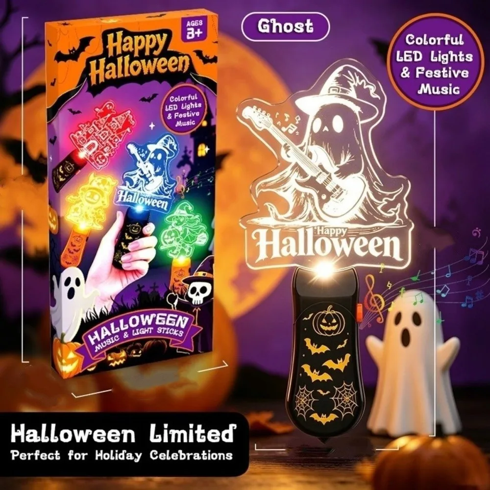 Halloween Lamp LED Glow Sticks with Sound Snowman Elk Colorful Mini Handheld Night Lights Santa Claus