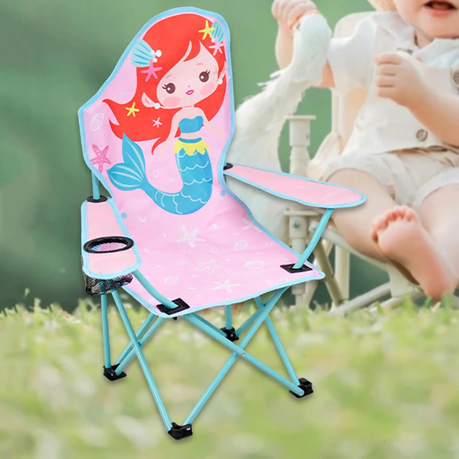 

Folding Camping Chair Waterproof Lightweight Foldable with Cup Holder Heavy Duty for Kids for Camping Beach Hiking Sports Girls