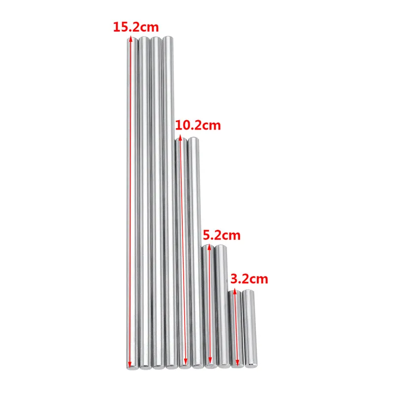 10Pcs 5.2mm Ejector Pins Set 3.2-15.2cm Reamer For Pushing Drill Buttons High Hardness Specification Steel Reamer Machine Tool