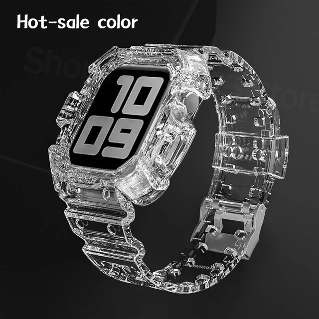 For Full Cover Sports Smart Watch Strap + Watch Case for Apple Watch 6 SE Band Sports Integrated Protective Shell for Iwatch
