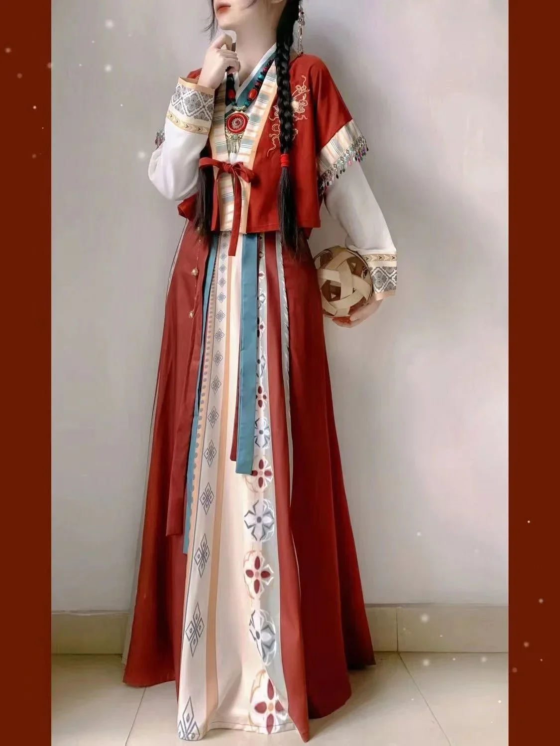 New Han Chinese Clothes 3Pcs Set Adult Chinese Style Traditional Dress Female Fairy Cosplay Costume Red Hanfu For Women Skirts