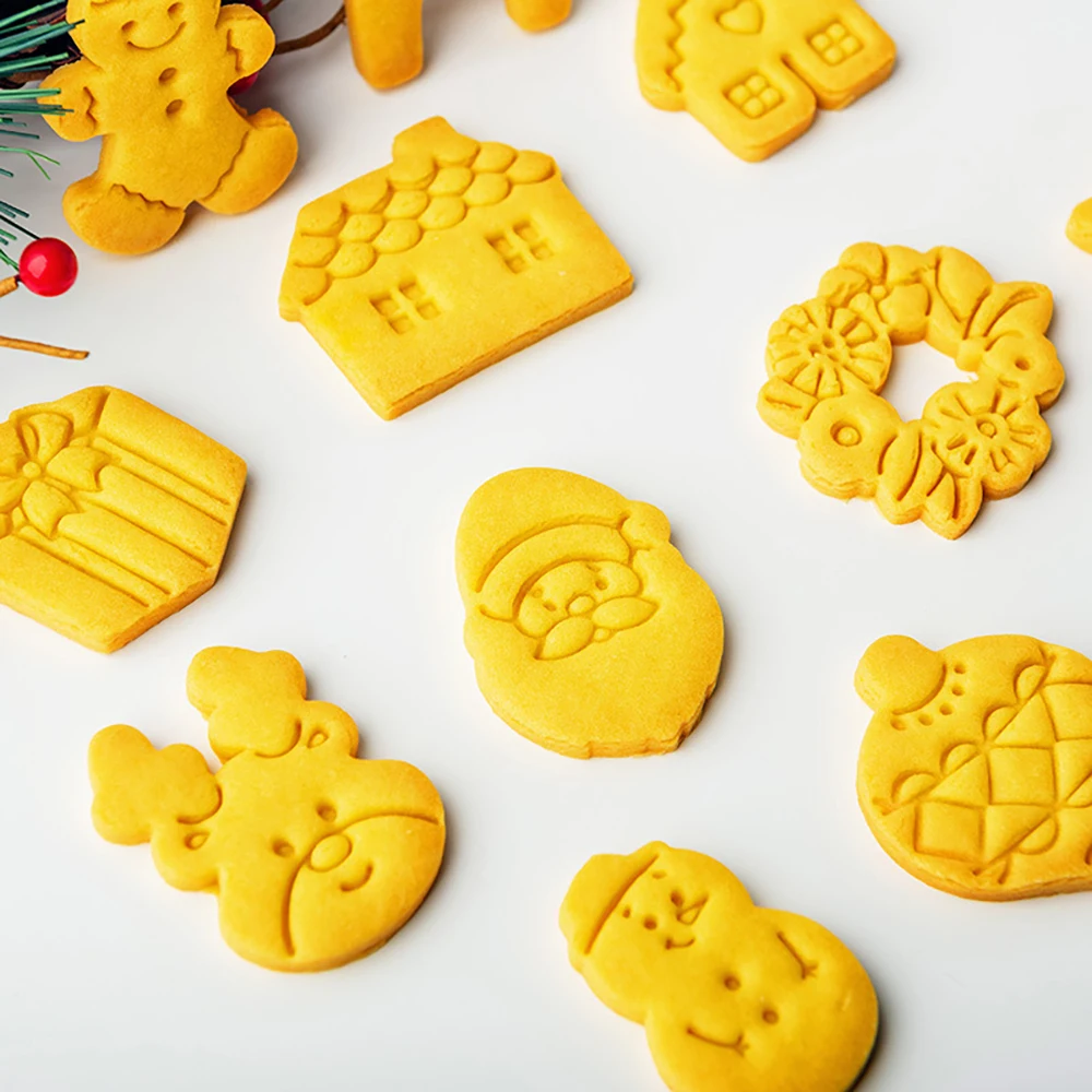 Cortadores de galletas de dibujos animados de Navidad, herramientas y accesorios de panadería DIY, cortadores de estampcookie