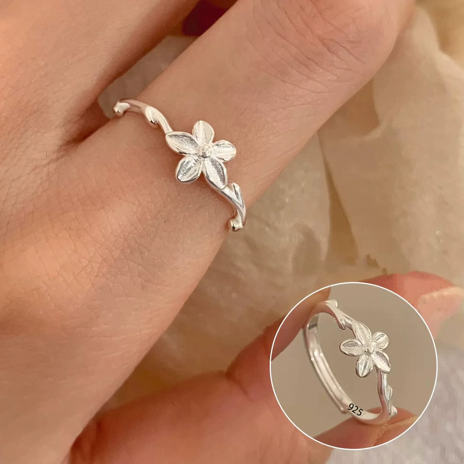 Women's 925 Sterling Silver Bow Tie Open Finger Ring, Cute Design
