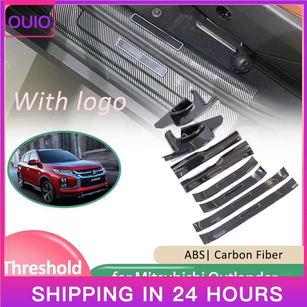 OUIO Door Sill Protector for Mitsubishi Outlander 3 GF GG ZJ 2013-2021 Threshold Scuff Plate Anti-Scratch Door Entry Protector G