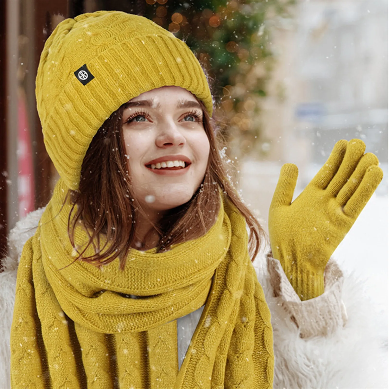 

Winter Knit Warm Hat Long Scarf Gloves Set For Women Men Scarf Gloves Hat Set for Teen Girls Scarf Hat Gloves for Girls Womens