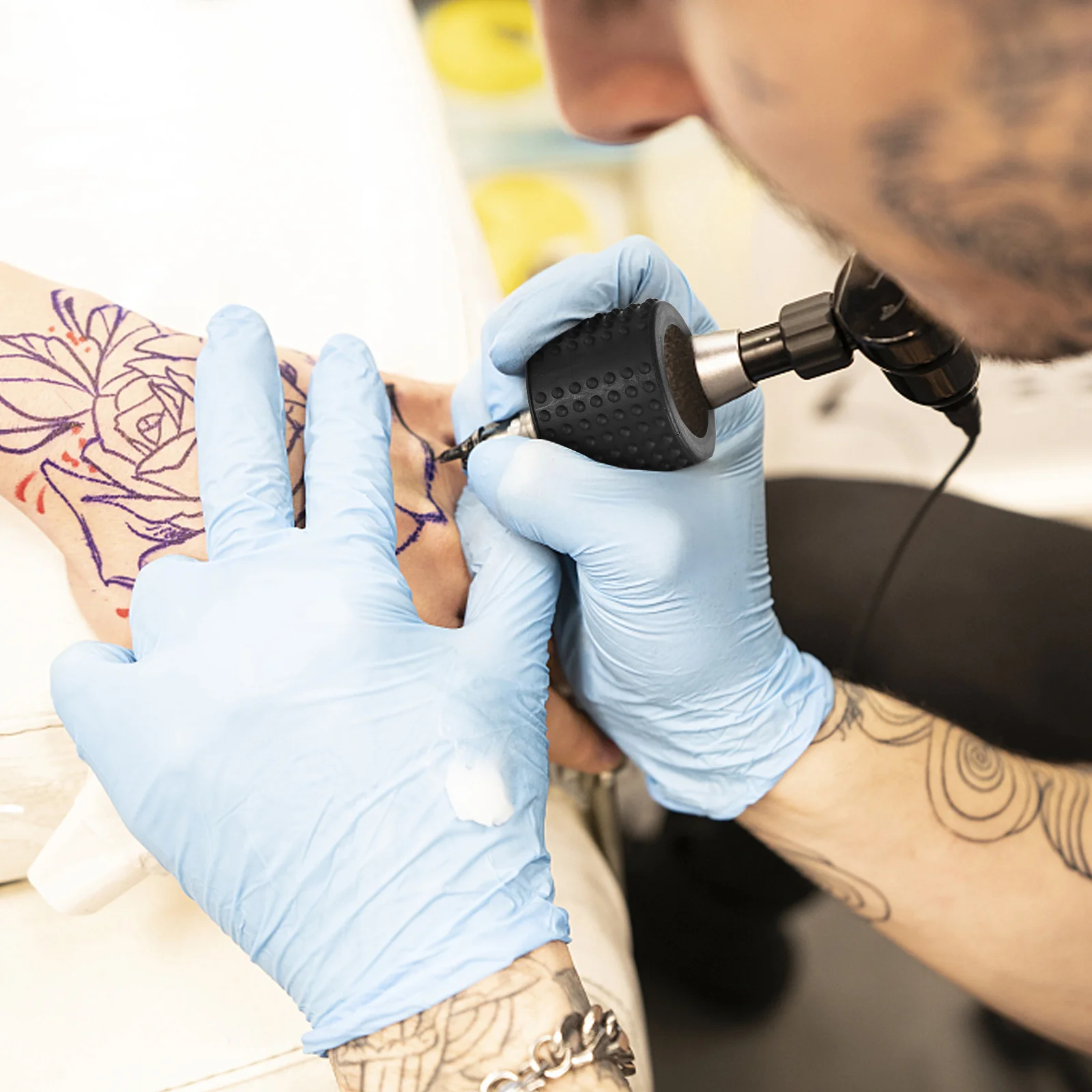 1 قطعة غطاء مقبض السيليكون العملي 25 مللي متر حجم مقاومة للحرارة قبضة كم للفنان دائم مكافحة الكالس الشريط