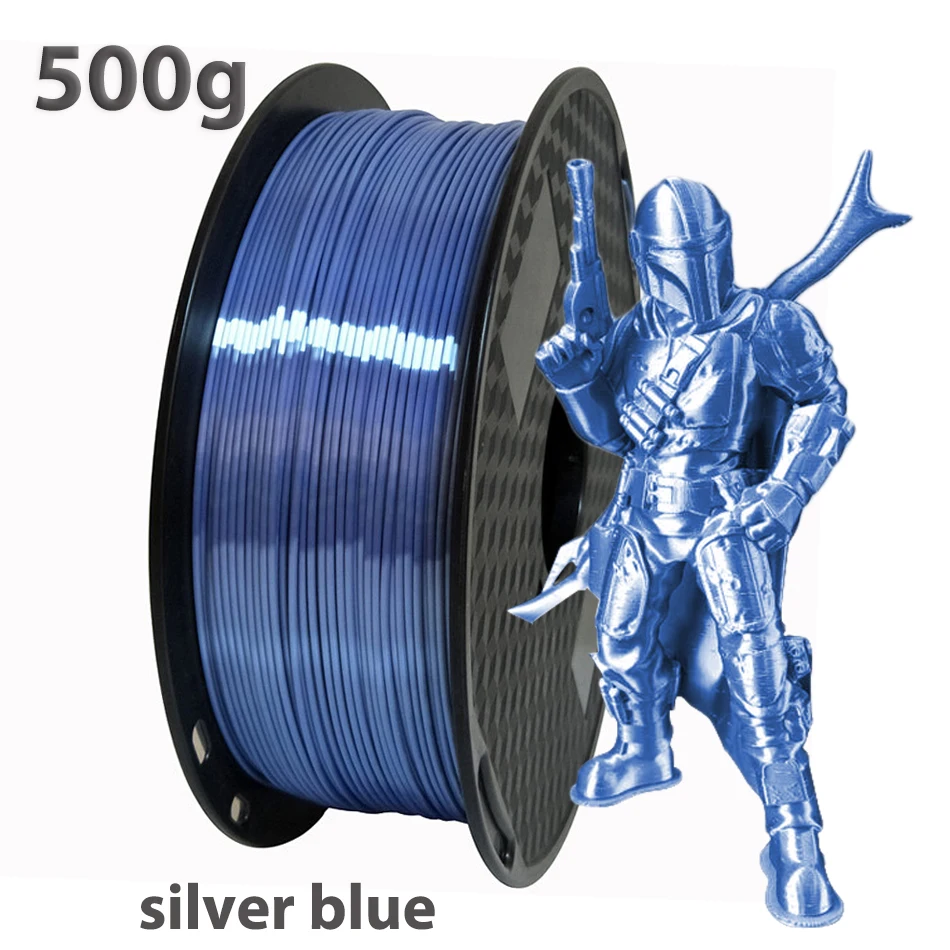 250g, 500g,1kg de alambre de filamento 3D PLA de seda, carrete de 1,75mm, Material de impresora 3D, recambios de impresión 3D, embalaje al vacío de alambre de filamento