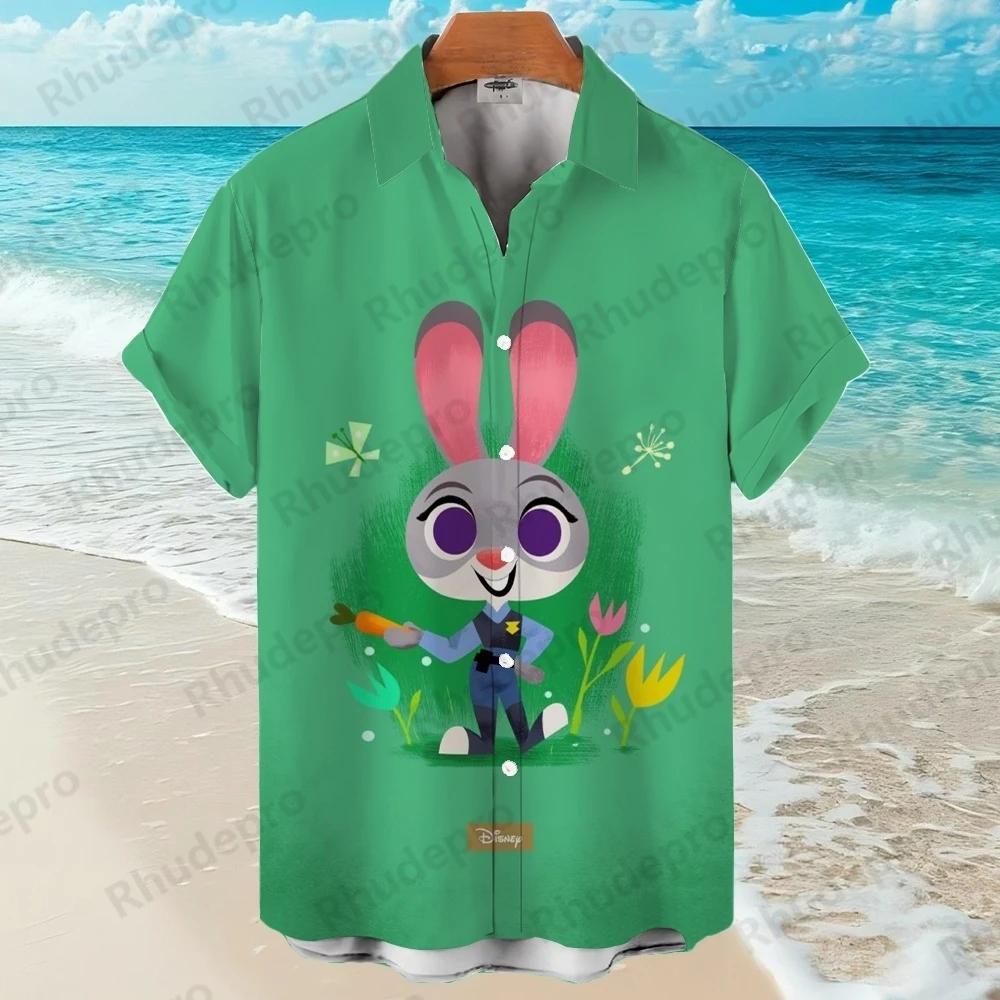 

2025 Casual Zootopia Summer Shirts Men Women Hawaiian Short Sleeve Shirt Casual Boys Clothes Girls Fashion Ropa De Hombres