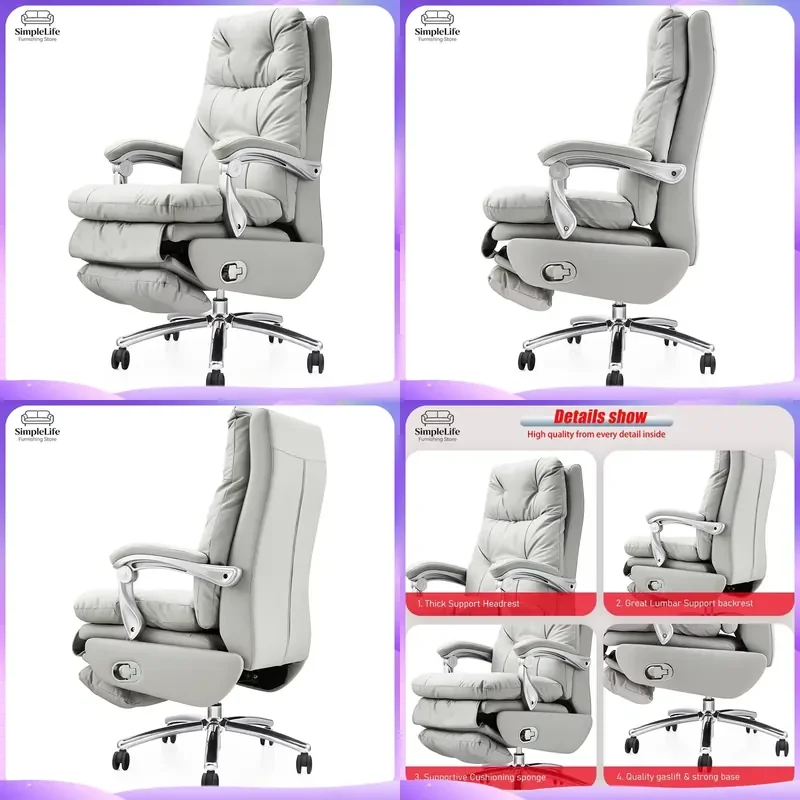 OfficeLeather Executive Work Modern Ergonomic Boss  Adjustable Height Swivel Computer Chair for