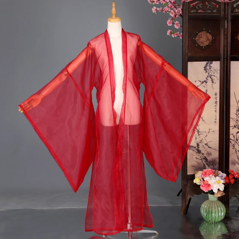 Chinese Hanfu Cardigan Chinese Ancient Chiffon Cloak Large Sleeves Coat Classical Folk Dance Clothes Cosplay Stage Costume