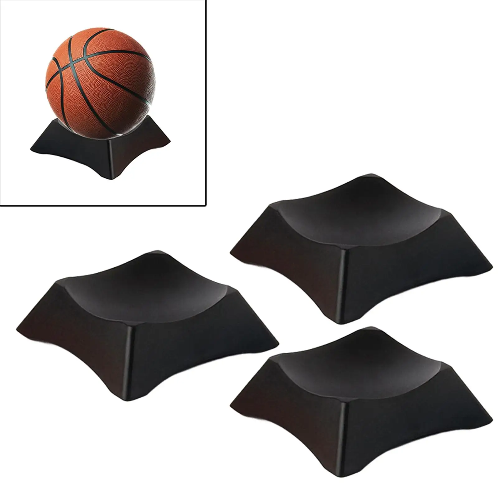 3 Pieces Plastic Ball Display Stand Sports Holder Soccer Storage Organizer for Garage Soccer Tabletop Bowling Ball Rugby Balls