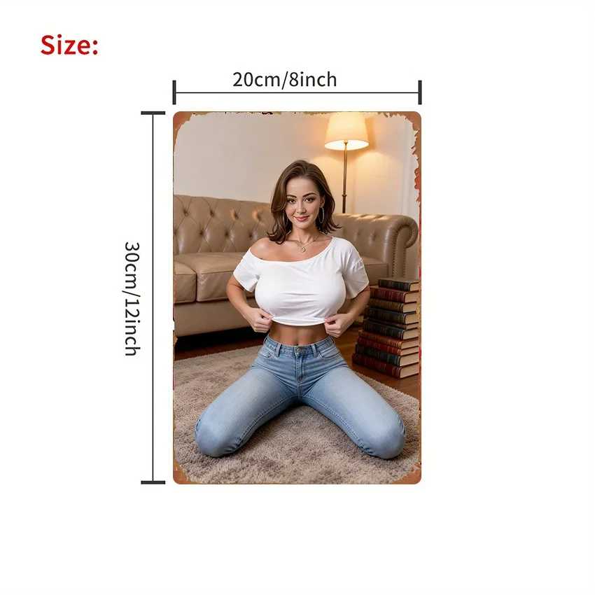 2D Flat, 2D Flat, a Single Piece Sign Featuring a Stylish Woman in a Home Setting, Ideal for Farmhouse Decoration, Holiday Gathe