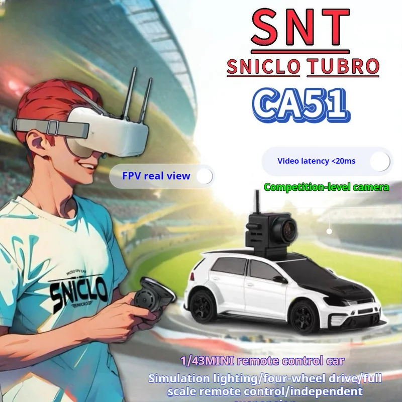 Sniclo ca51 1/43 rc carro fpv primeira pessoa simulação iluminação com câmera 4wd 2.4ghz controle remoto deriva modelo de carro brinquedos presente