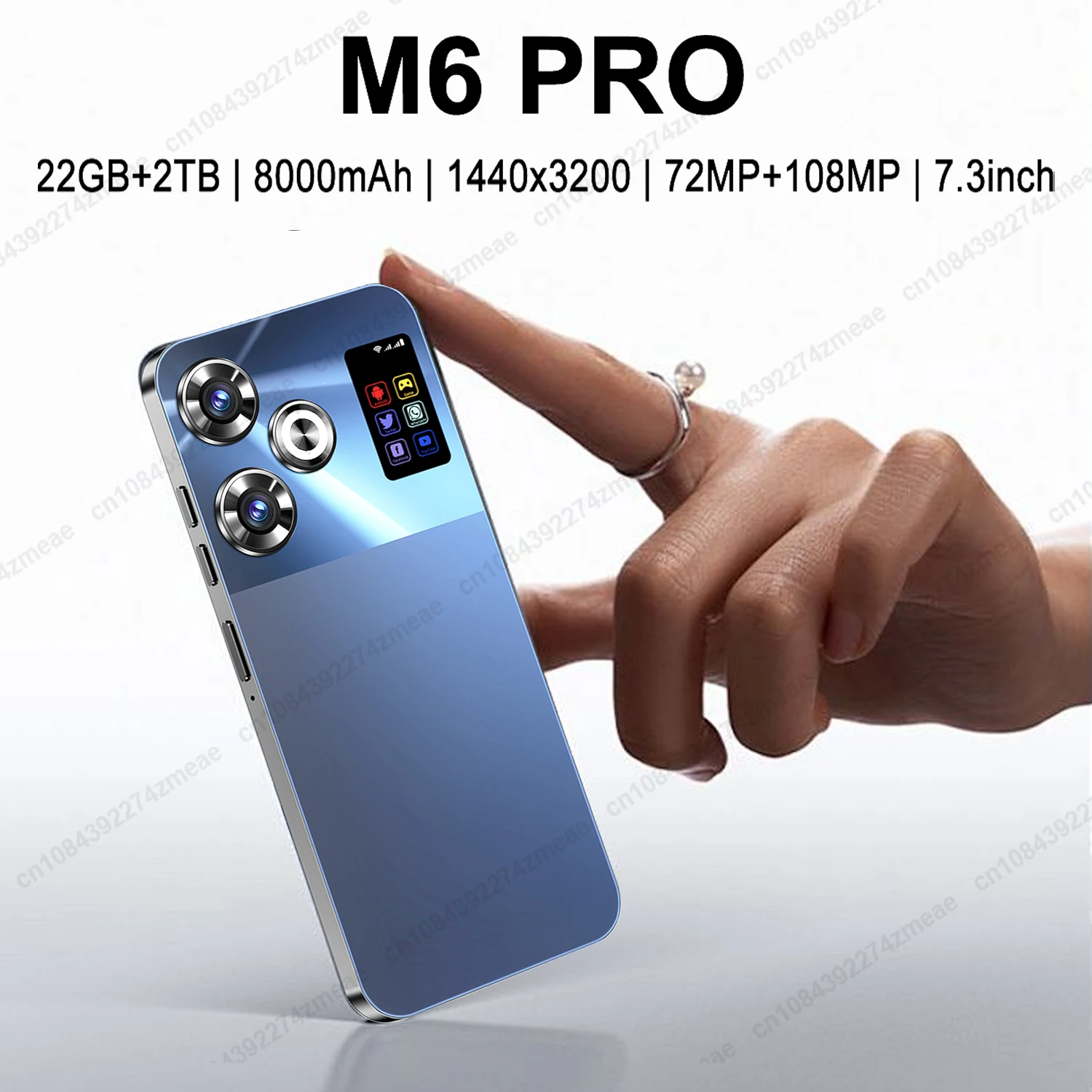 Smartphone  M6 RRO Original 7.3inch Global Version 16G+1TB Snapdragon 8 gen3 Android14 72+108MP 4G/5G Cellphone Mobile Phone NFC