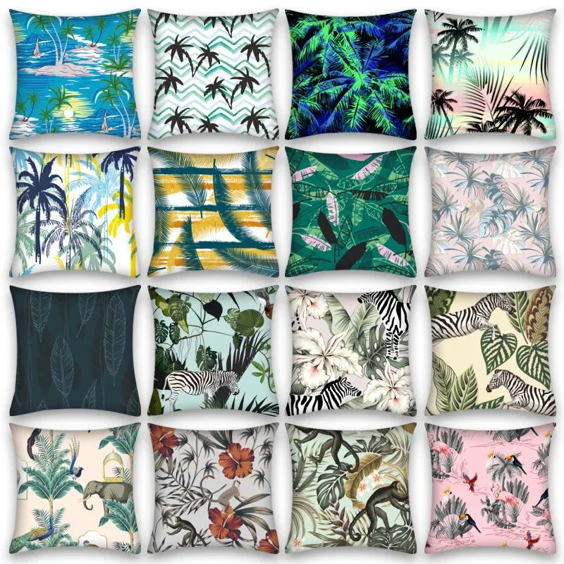 Tropical Rain Forest Pillow Case Green Tree Leaf Pillowcase for Living Room Aesthetic Home Decor Garden Chair Pillow 45x45