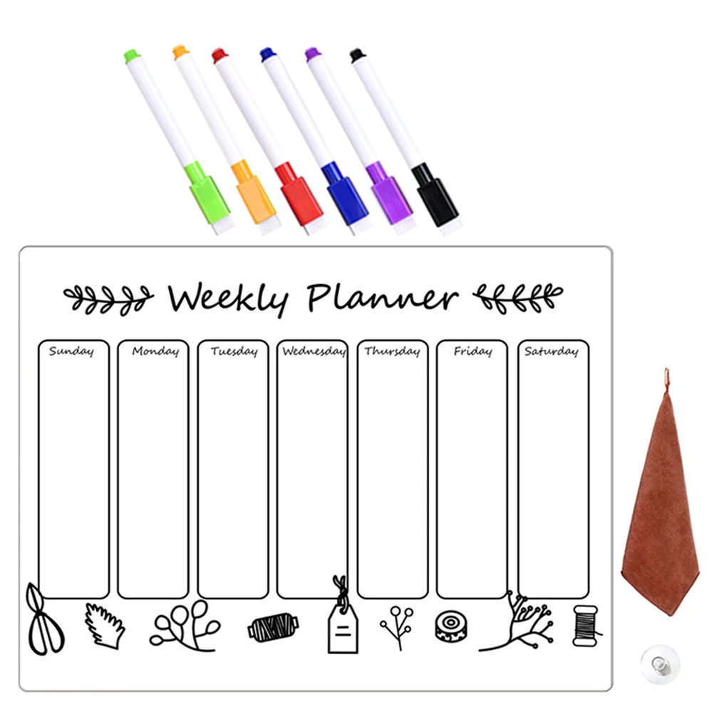 

Magnetic Message Board Clear Plastic Refrigerator Dry Erase Fridge Notice Planner Weekly Calendar Kitchen Home Office Wall Mount