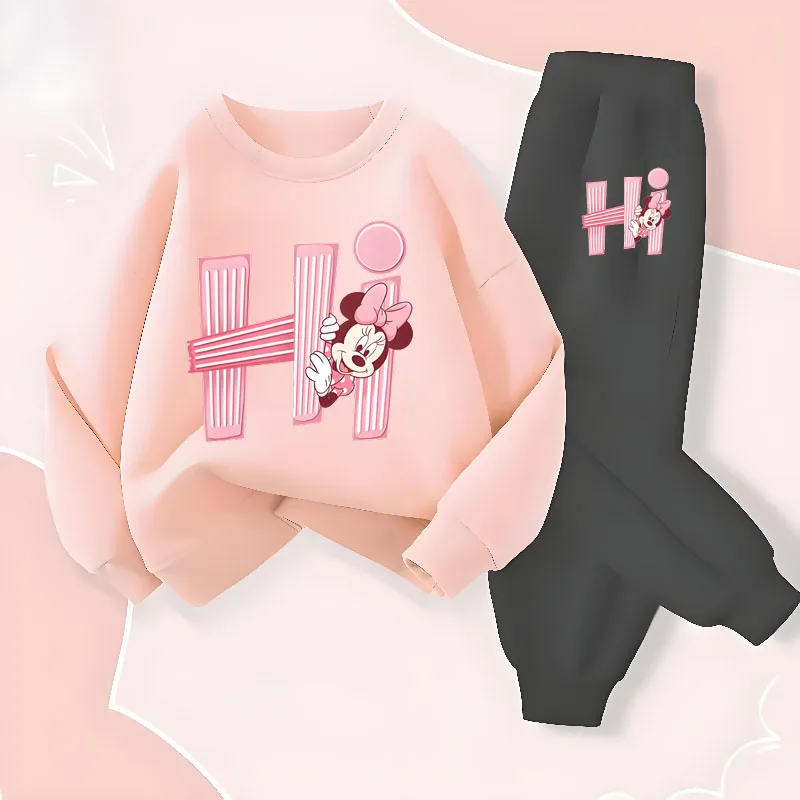 2026 Children's Long Sleeve Pullover Sets Spring New Prinyted Girls Casual Sweatshirts Long Pant Two Piece Sets Kids Sweatsuit
