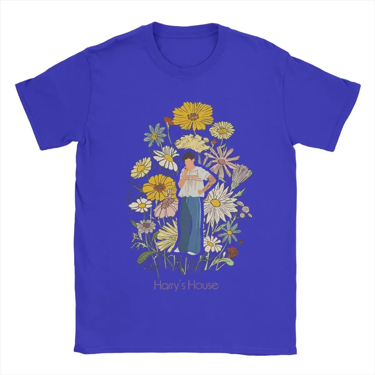 Short Sleeve Clothes Summer Men Pure Cotton Vintage T-Shirt O Neck Tee Shirt Harrys Style Fruit Man With Flowers T Shirt 2024