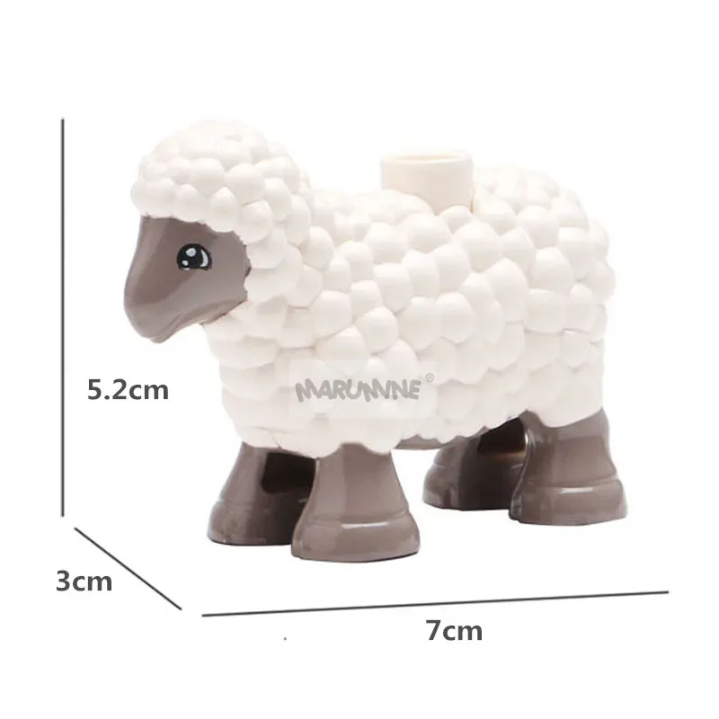 MARUMINE-Modelo de Blocos de Construção Animal para Crianças, Farm Set, Cavalo, Gato, Cão, Frango, Coelho, Acessórios Zoo, Brinquedos Educativos DIY, 9Pcs