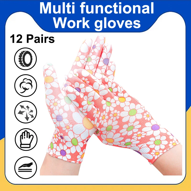 12 Pairs of One Pack Gardening Work Gloves, Labor Protection Gloves, Wear-Resistant, Anti Slip, Breathable, Comfortable to Use,