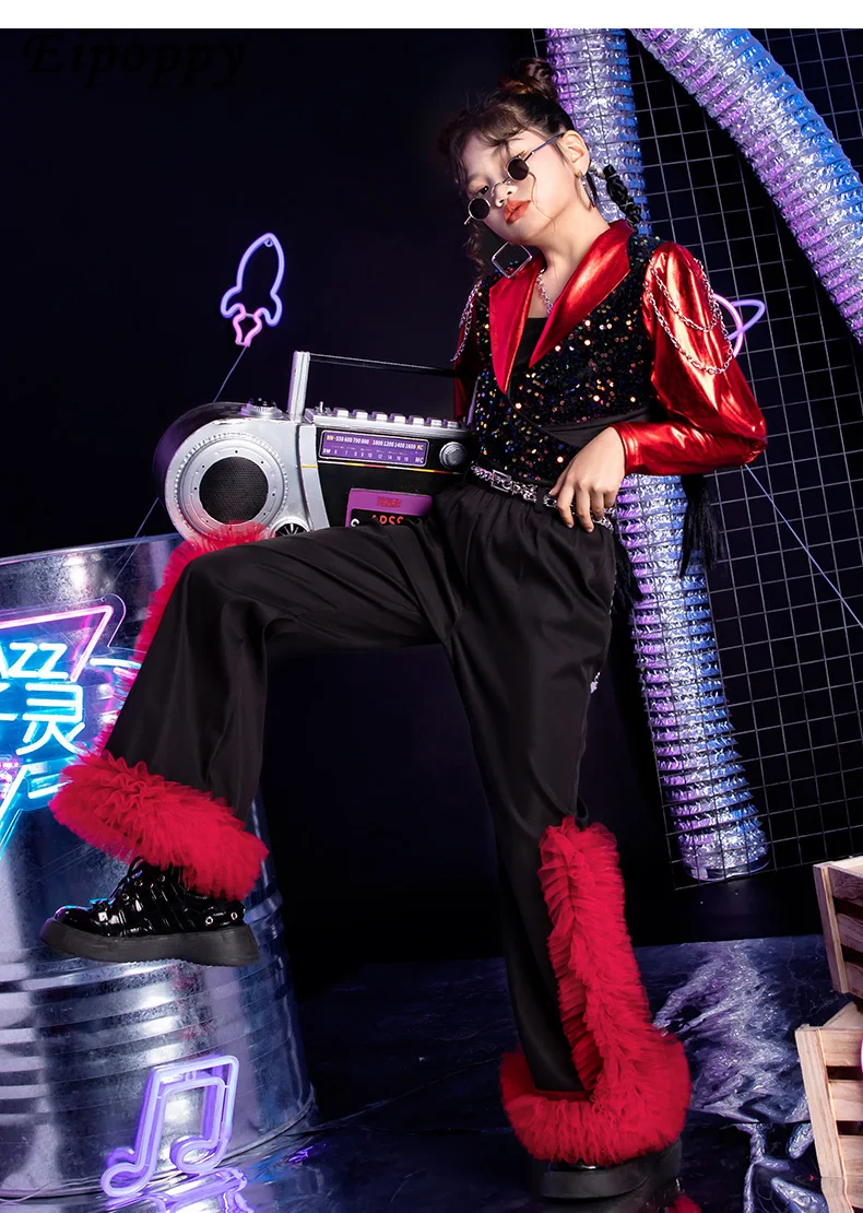 بدلة زي الشارع المقلية للأطفال ، أزياء الجاز العصرية للفتيات ، ملابس رائعة