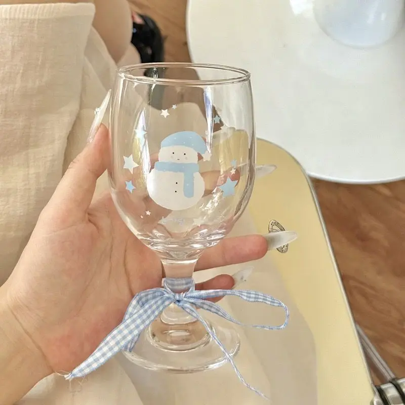 Christmas Gift Snowman Glass Goblet Champagne Wine Glass Cute Girly Cup for Breakfast Juice Milk Christmas Decorations