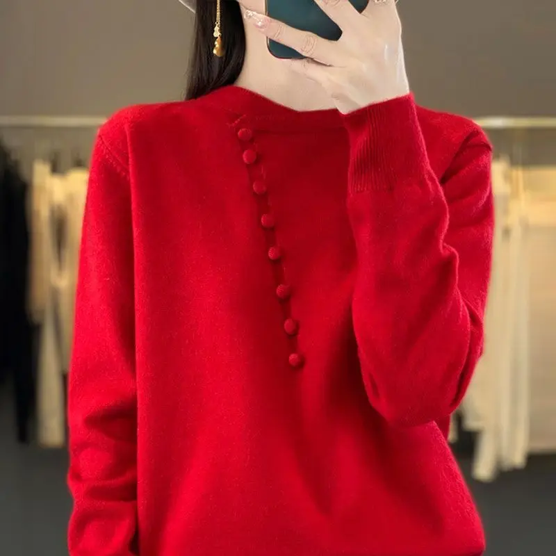 

Женский вязаный свитер в китайском стиле в стиле ретро, базовый слой, мягкая шерстяная смесь, длинный свек, теплый топ на осень и зиму