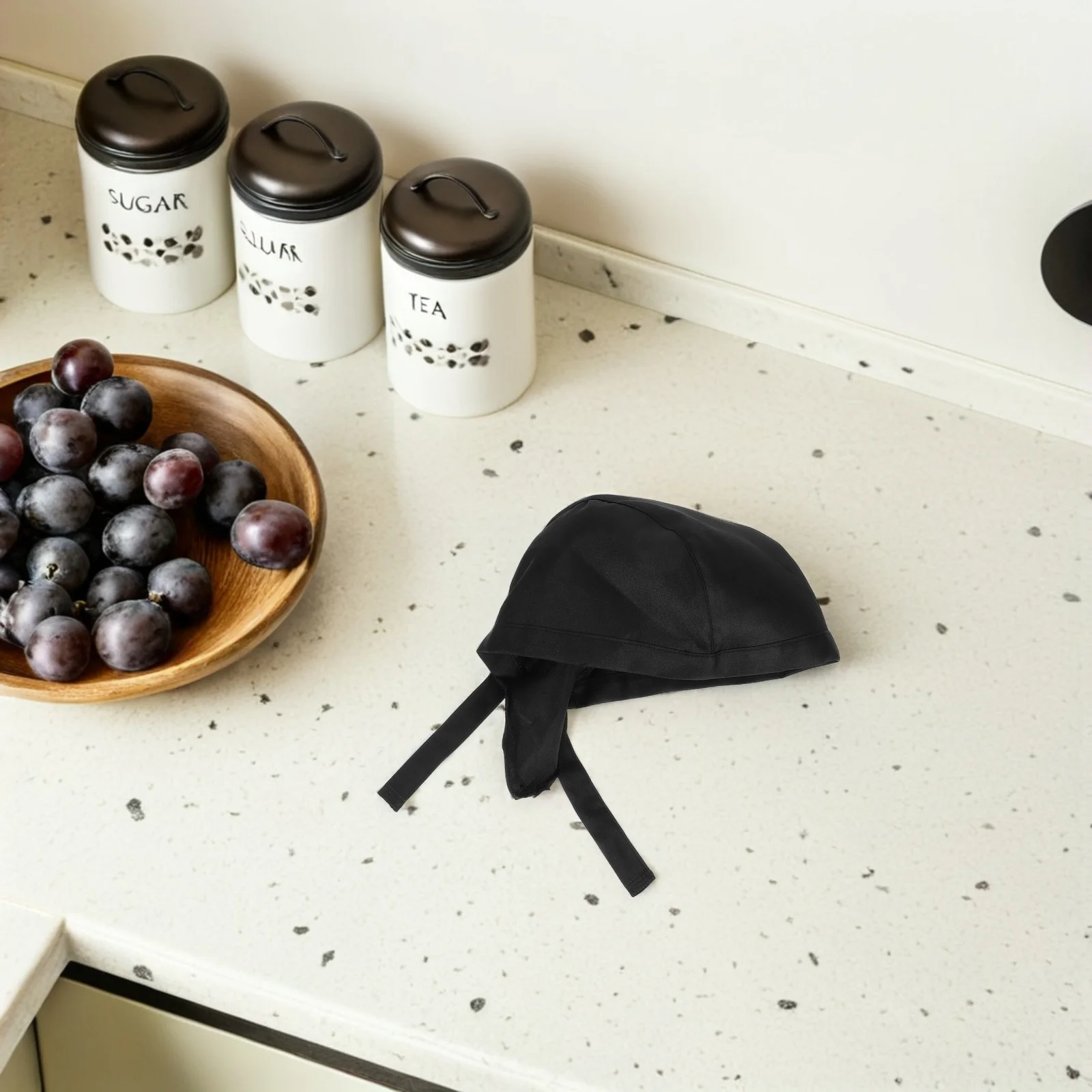 3 pezzi berretti turbante da chef cappelli con teschio da catering stile nastro regolabile nero per adulti cucina rete per capelli abbigliamento da chef