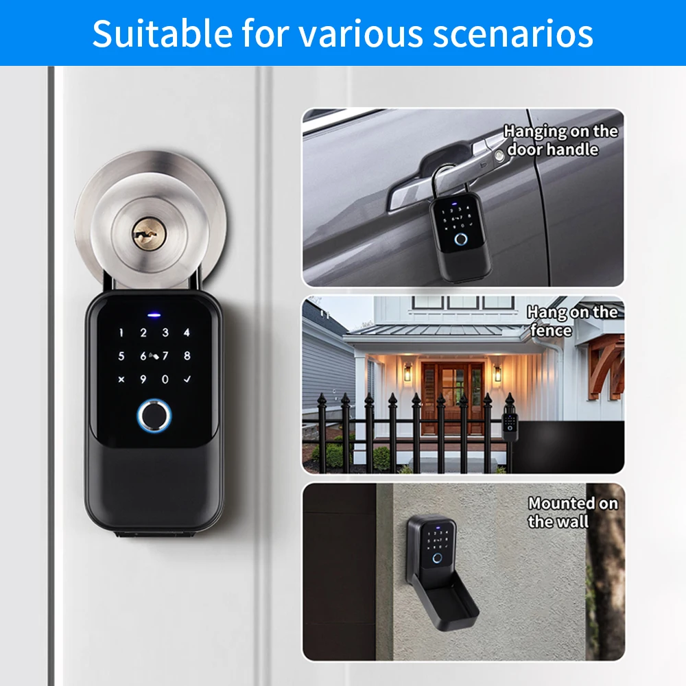 Fingerprint Key Box Storage Secret Key Lock Fusebox BLE Tuya / Ttlock App Unlock Support Wifi Gateway Secreta Safety Box Padlock