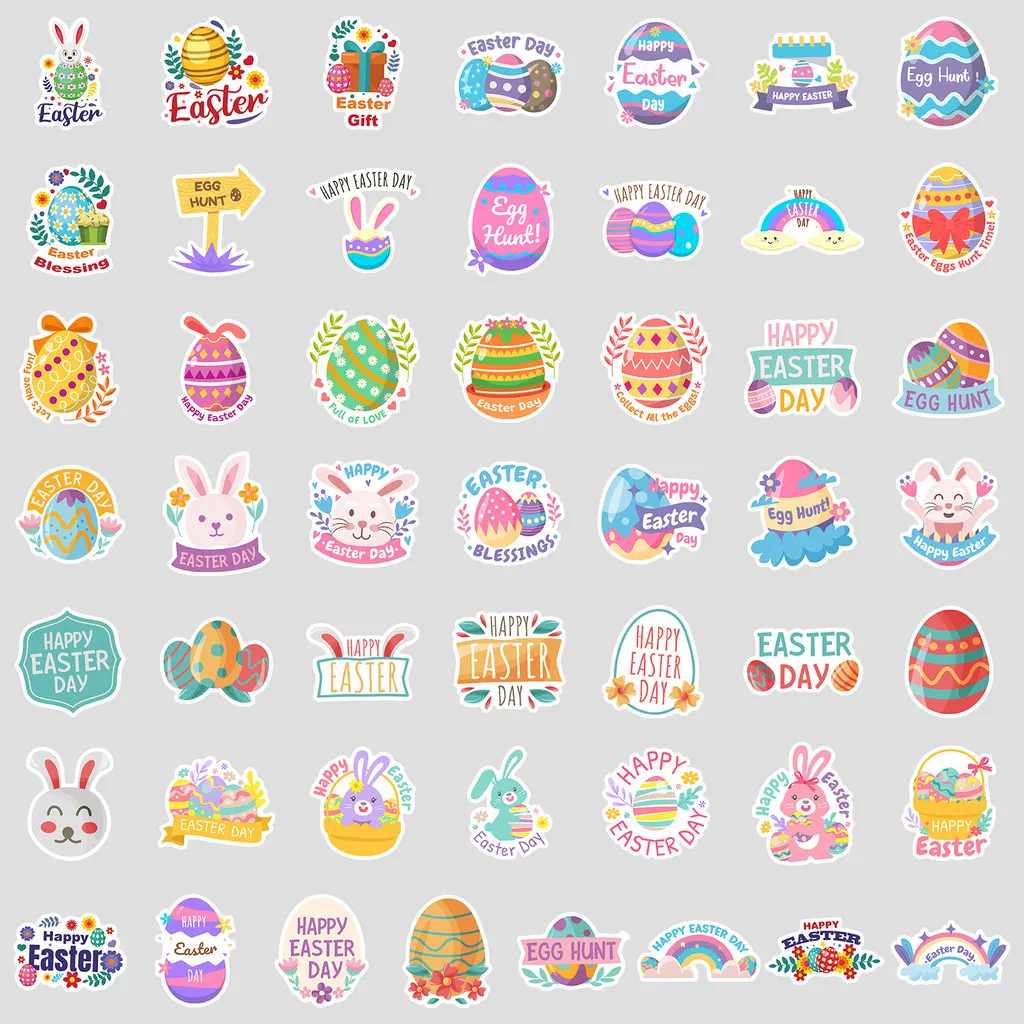 50 peças adesivos de graffiti de coelhinho da páscoa-decoração criativa de férias à prova d'água para copos de água bulingbulingstickers store