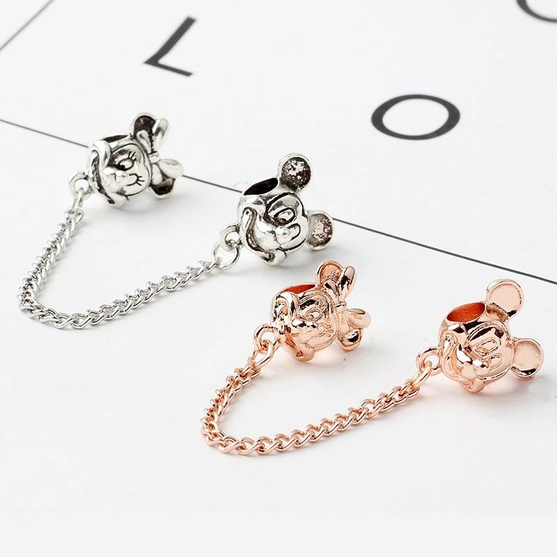 Chuột Mickey An Toàn Chuỗi Hạt Trang Sức Làm Cho Disney Minnie Mặt Dây Chuyền Phù Hợp Với Pandora Charm Vòng Tay Nữ Lắc Tay Phụ Kiện