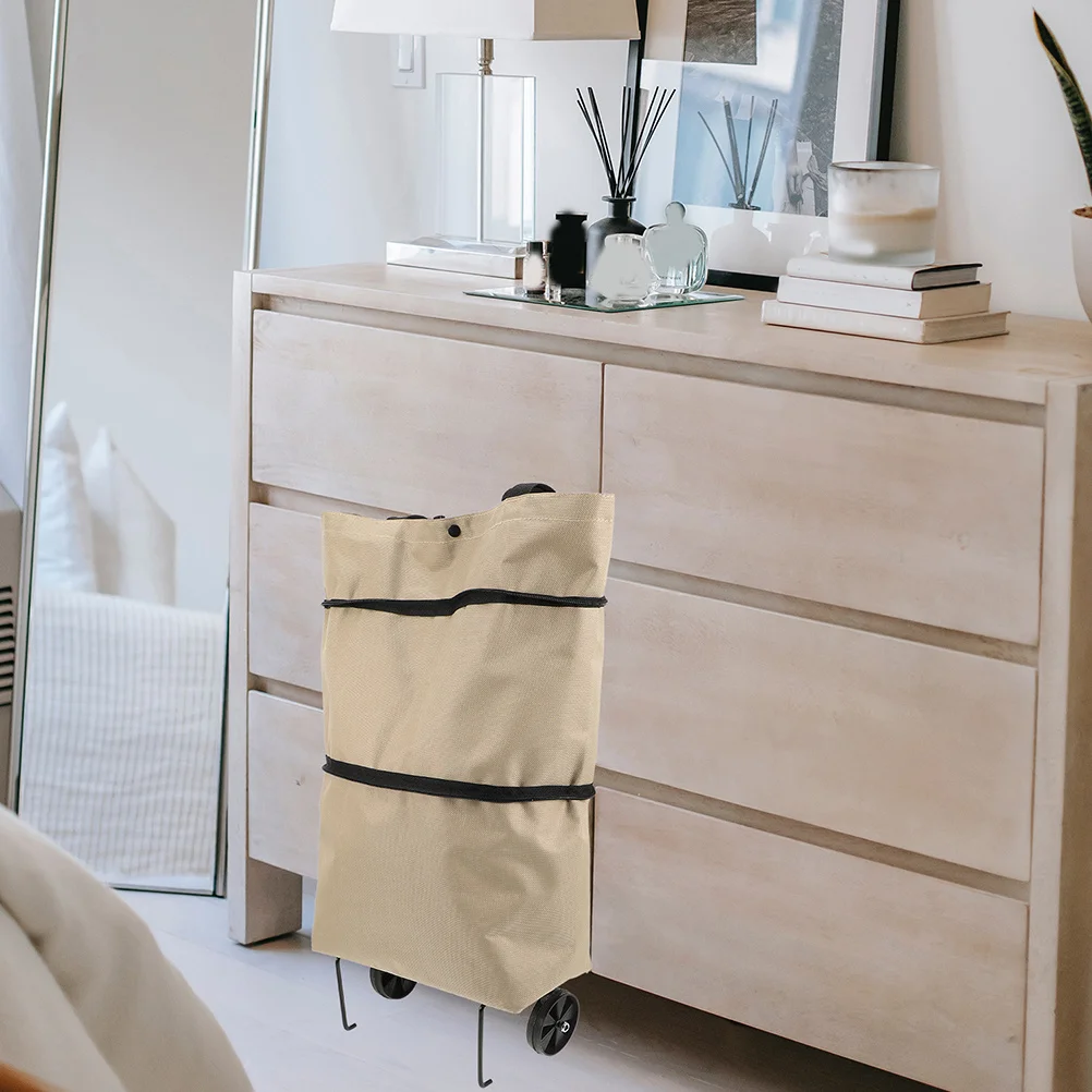 2 قطعة أكياس عربة قابلة للطي سعة كبيرة قابلة للطي حقيبة تسوق بقالة عجلات حقيبة محمولة تخزين الغسيل