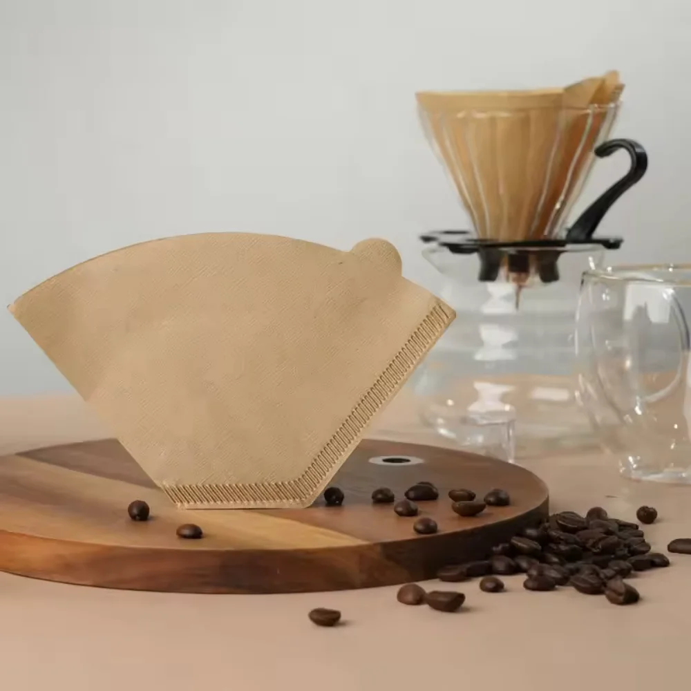 

2025 NEW V-Shape Coffee Filter Papers Unbleached Wood Pulp for Pour Over Coffee 1-4 Servings Modern Minimalist Daily Brew Tool